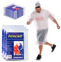 100 Bulk Yacht & Smith Unisex One Size Disposable Rain Poncho Clear 40g pe
