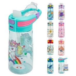 24 Bulk Splash Plastic Bottle 17oz Flip Straw With Clip Handle