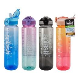 24 Bulk Splash Plastic Sport Bottle 34oz Flip Straw