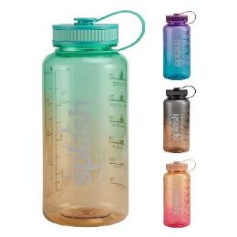 24 Bulk Sport Bottle Twist Cap 34oz Clear Hourly Time Marker