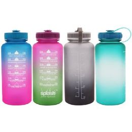 24 Bulk Splash Plastic Sport Bottle Twist Cap 34oz Color Fade