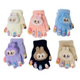 24 Bulk Lafufu Gloves with Character Accents Child Size