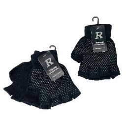 60 Bulk Anti-Slip Fingerless Knit Sport Glove Black