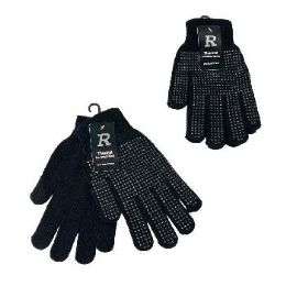 48 Bulk Anti-Slip Knit Sport Glove Black