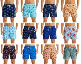 72 Bulk Mens Assorted Prints Bathing Suite Assorted Sizes M-2xl