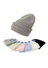 12 Bulk Ladies Super Soft Double Fold Knit Hat Wide Cuff