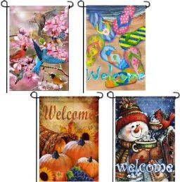 24 Bulk 12-inchx18-inch Printed Garden Flag Four Seasons