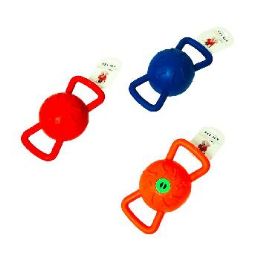 24 Bulk Double Handle Rubber Squeaker Toy 7-inch x 3.8-inch