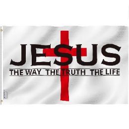 24 Bulk 3'x5' Jesus With Cross The WaY-The TrutH-The Life Flag