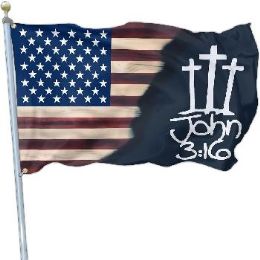 24 Bulk 3'x5' John 3:16 Antique American Fade Flag