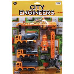 24 Bulk 7pc Construction Truck Play Set On Blister Card