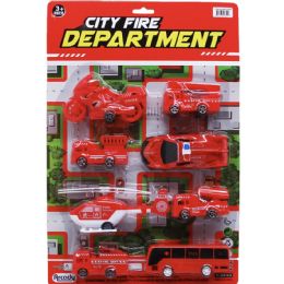 24 Bulk 8pc Firefighter Play Set On Blister Card