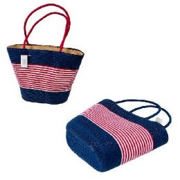 12 Bulk Woven Straw Beach Market Tote Americana