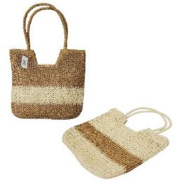 12 Bulk Woven Straw Beach Market Tote TwO-Tone