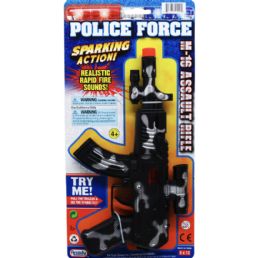 48 Bulk 9-Inch M-16 Police Toy Rifle W/ Sparking Action Tied On Card