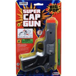 72 Bulk 7-Inch Silver Super Cap Toy Gun(square) In Blister Card