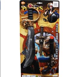 24 Bulk 11-Inch Pirate Clicking Gun And Sword Set On Blister