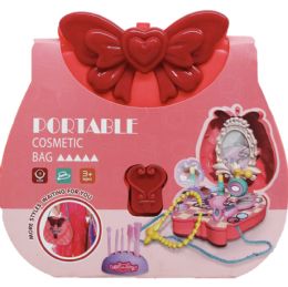 18 Bulk 18pc Beauty Play Set W/ Mirror In 8.25-inch Plastic Cosmetic Bag