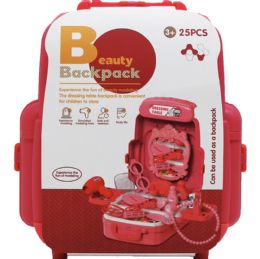 6 Bulk 25pc Beauty Play Set In 11-Inch Plastic Backpack W/ Handle