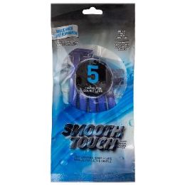 72 Bulk 5-Pack Twin Blade Smooth Touch Razor Blue
