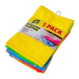 24 Bulk 5-Piece Microfiber Cloths 15"x15"