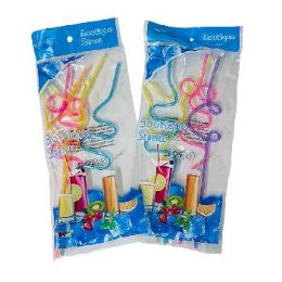 72 Bulk Assorted 10.5" Curly Straw
