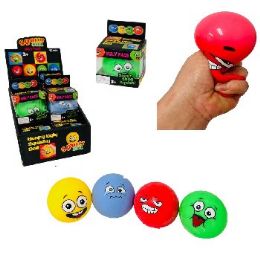 24 Bulk 2.75" FlouR-Filled Goofy Ugly Squishy Ball Toy