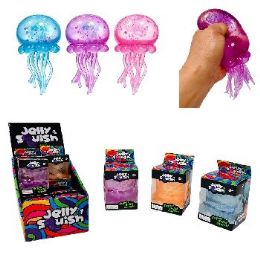 12 Bulk 3" Gummy Jelly Fish Gel Squish Toy Glitter 190g