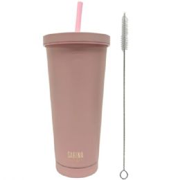 12 Bulk Sarina Hydro Insulated 24 Oz Stainless Steel Tumbler With Straw & Flip Lid In Pink