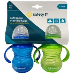 8 Bulk Safety First 2-count 9oz Soft Spout Sippy Cups With Handles In Blue & Green