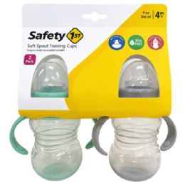8 Bulk Safety First 2-count 9oz Soft Spout Sippy Cups With Handles In Gray & Mint Green