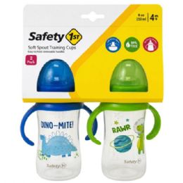 8 Bulk Safety First 2-count 9oz Printed Sippy Cups With Silicone Spout & EasY-Grip Handles In Blue & Green