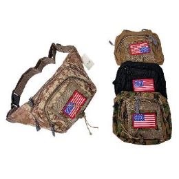 12 Bulk Tactical Waist Bag With Flag Patch