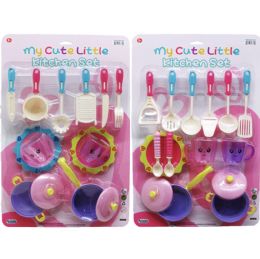 24 Bulk 14pC-15pc Kitchen Play Set On Blister Card, 2 Assrt