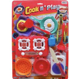 24 Bulk 14pc Kitchen W/ Food Play Set On Blister Card