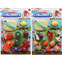 24 Bulk 14-16pc Kitchen Set W/ Food Play Set, 2 Assrt Styles