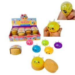 24 Bulk Mini Dumpling Water Bead Squishy Bun With Steamer Toy