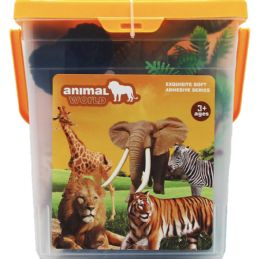 12 Bulk 21pc Wild Animals Set In 7.75-inch Plastic Bucket W/ Handle