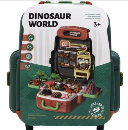6 Bulk 30pc Dinosaur World Play Set In 12.5-Inch Backpack W/ Handle