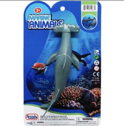 48 Bulk 6-7-Inch Plastic Sharks Tied On Card, 6 Assrt Styles
