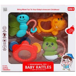 12 Bulk 4pc Baby Rattle Play Set In Window Box, 2 Assrt Styles