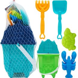 12 Bulk 6.5-inch Beach Bucket W/ 5pc Acss In Peg Net Bag, 2 Assrt