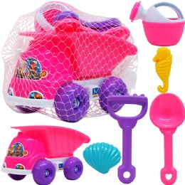12 Bulk 9.5-inch Beach Truck W/ 5pc Acss In Peg Net Bag
