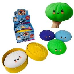 Bulk Dumpling Squishy Bun with Steamer Toy Smiling Face 9.25"