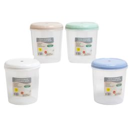 48 Bulk Food Storage Container Round 3-Qt 4 Lid Colors Clear Bottom