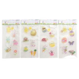 24 Bulk Gel Cling Sticker LighT-Up 4ast Easter In Try Me Pkg