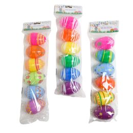 24 Bulk Easter Eggs 6pk Large 3in Printed Designs/3ast/pbh