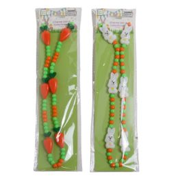24 Bulk Necklace Easter Beaded 6 Led Light Up Figures 2ast Bunny Or Carrot Easter Tcd Insrt/pb
