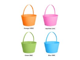 24 Bulk Easter Basket Plastic Weave 10.7 X 9.84 X 6.3in 4asst Colors/easter Hangtag