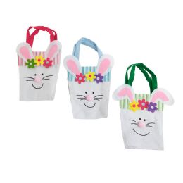 24 Bulk Treat Bag Felt W/bunny Face & Ears 3ast 7.87 X 9 X 2.4 Easter ht